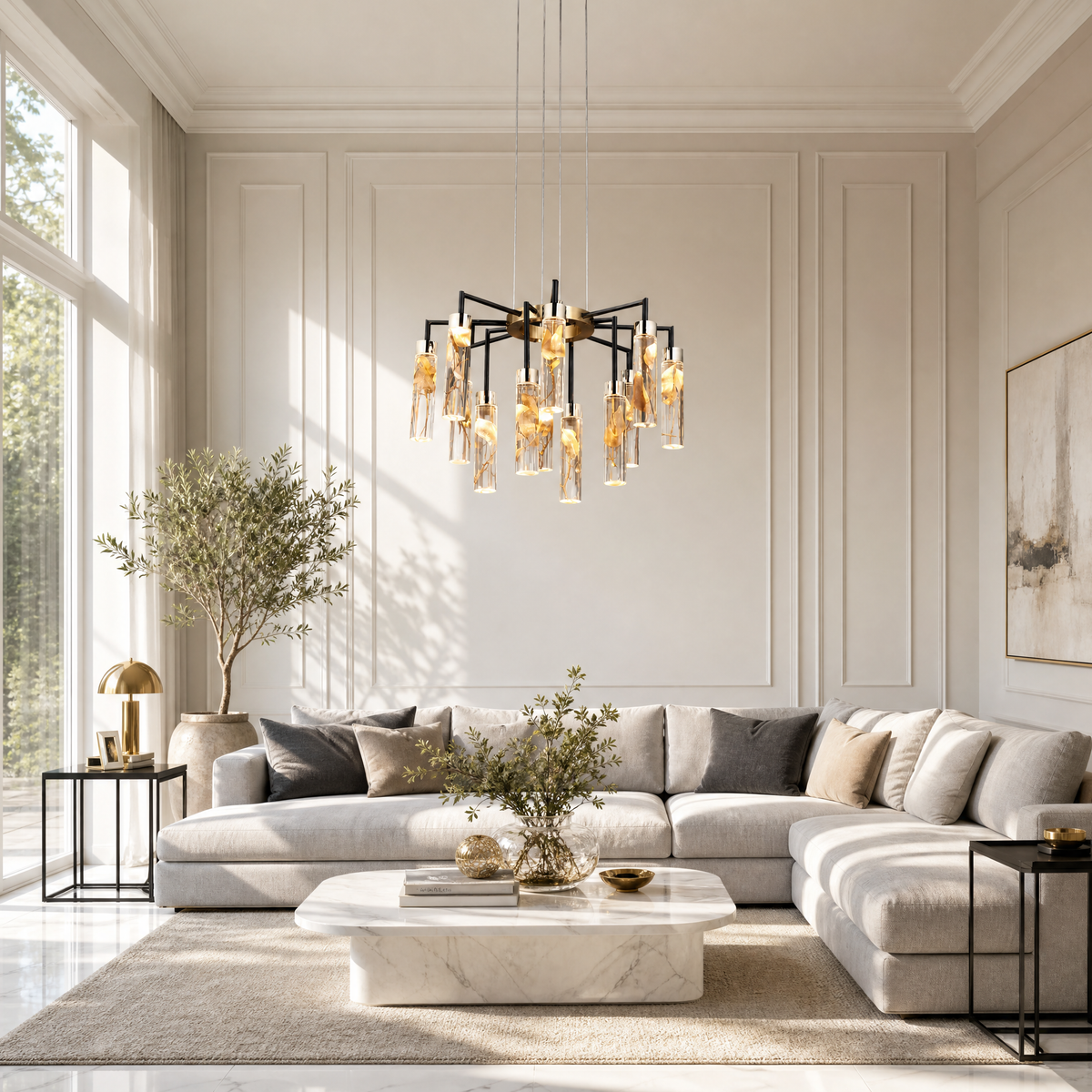 Phoenix Tree Modern Sculptural Ring Chandelier