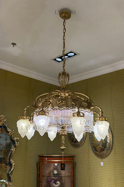 Baroque Glass Fruit Brass Crown Chandelier for Palace