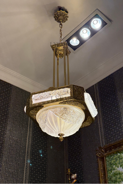Byzantine Style Carved Glass Chandelier
