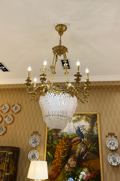 Baroque Empire Flame Cascade Crystal Chandelier