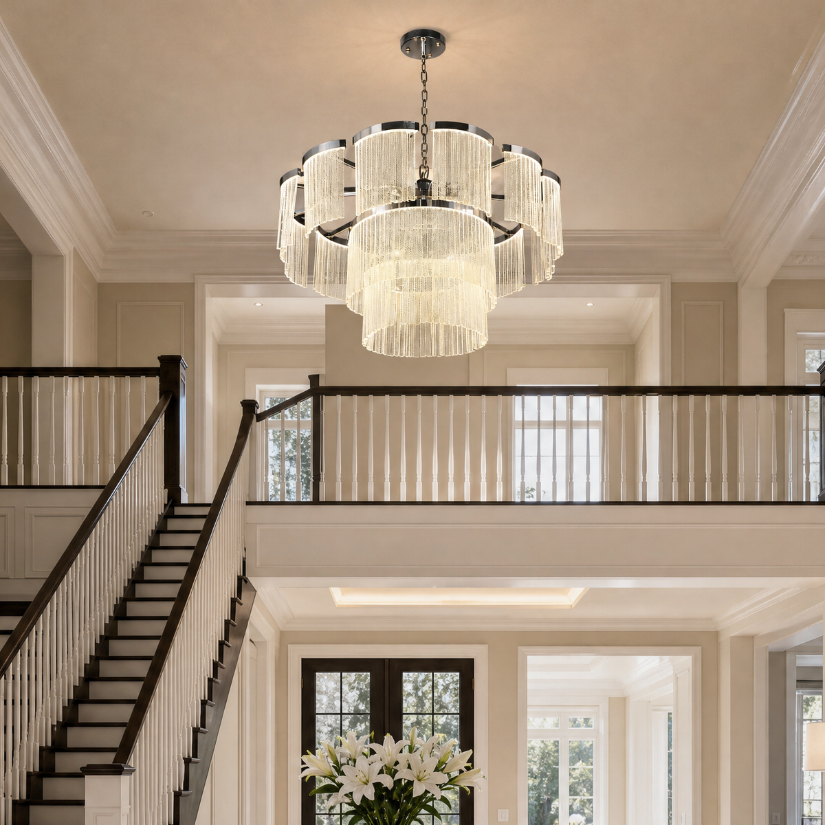 Prismata Crystal Modern Sculptural Ring Chandelier