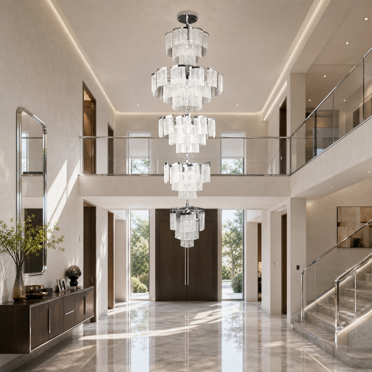 Prismata Crystal Modern Sculptural Ring Chandelier