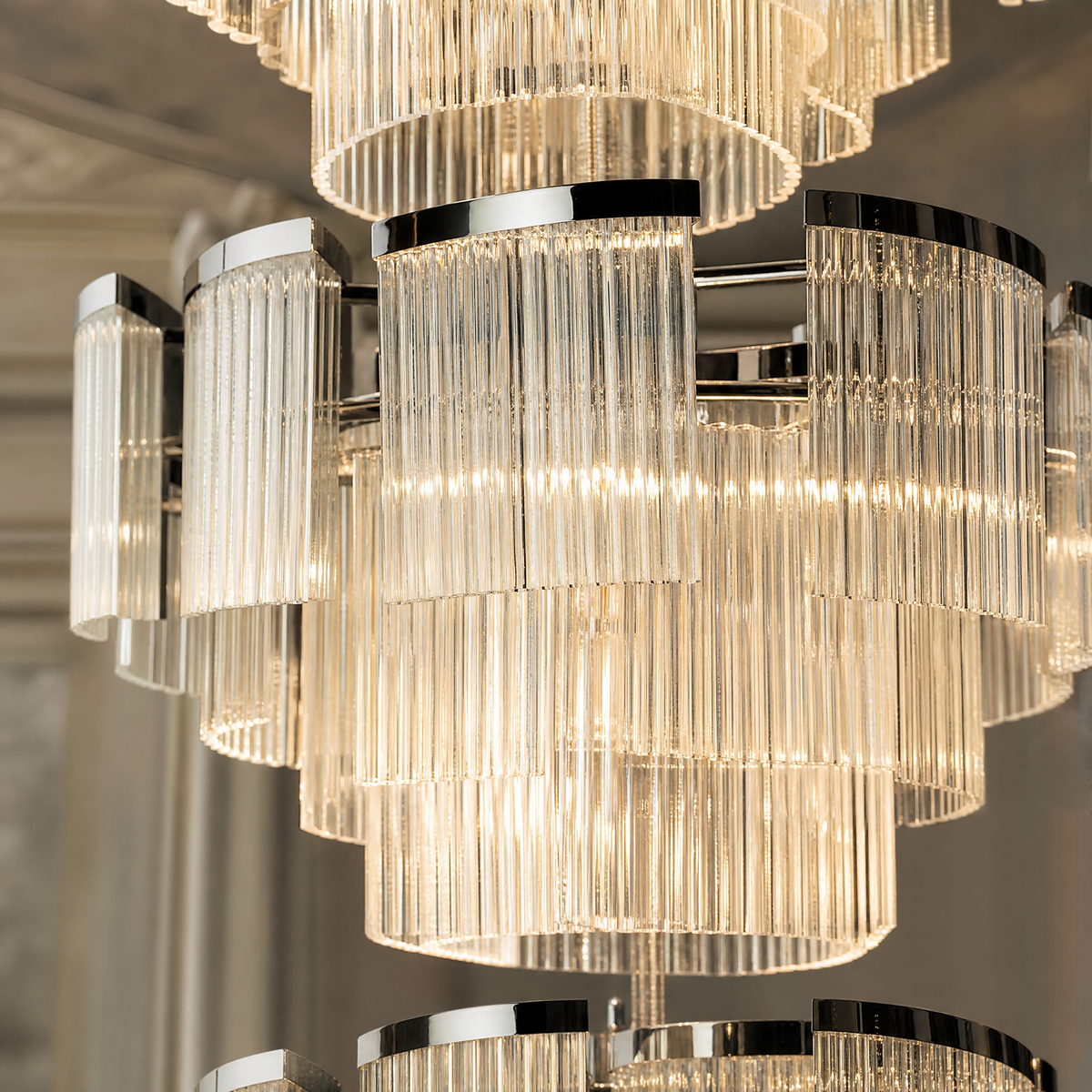 Prismata Crystal Modern Sculptural Ring Chandelier