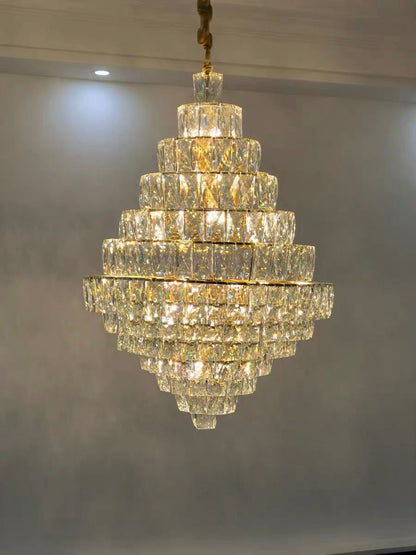 Extra Large Clear Crystal Honeycomb Chandelier for Living Room/Entrance/Staircase