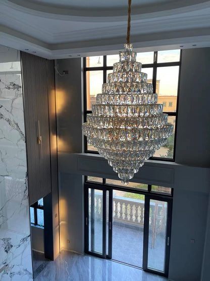 Extra Large Clear Crystal Honeycomb Chandelier for Living Room/Entrance/Staircase