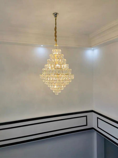 Extra Large Clear Crystal Honeycomb Chandelier for Living Room/Entrance/Staircase