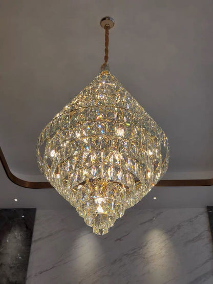 Extra Large Clear Crystal Honeycomb Chandelier for Living Room/Entrance/Staircase