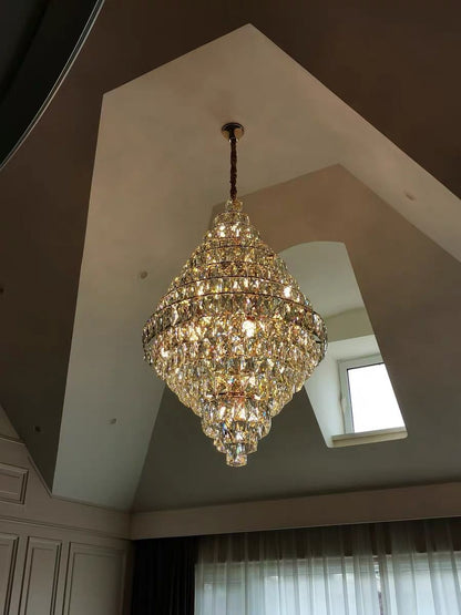 Extra Large Clear Crystal Honeycomb Chandelier for Living Room/Entrance/Staircase