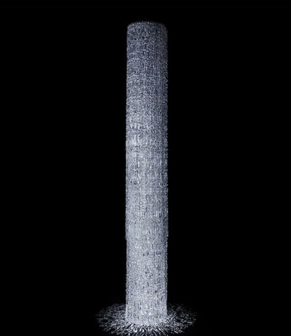 Oversized Art Designer Silver Crystal Long Ceiling Column Waterfall Chandelier