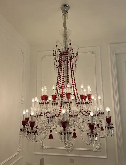 European-style Luxury Colorful Candle Crystal Oversized Chandelier Art Branch Designer Foyer/Staircase Light Fixture
