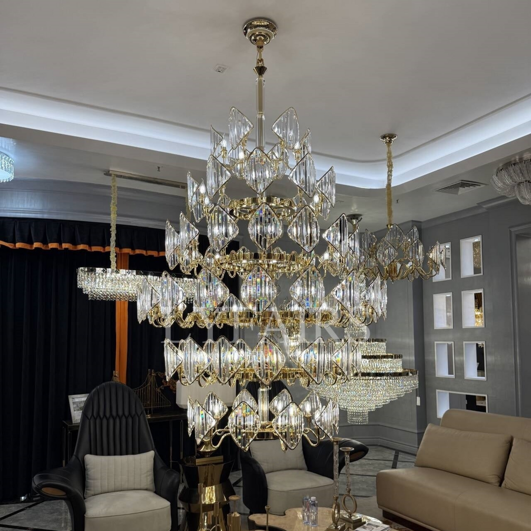 Luxury Multi-Layered Rhombic Crystal Chip Crystal Chandelier Series