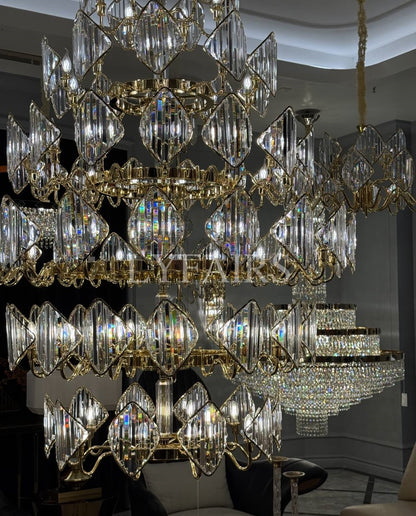 Luxury Multi-Layered Rhombic Crystal Chip Crystal Chandelier Series