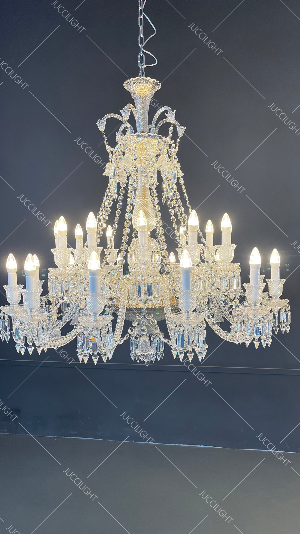 Arcadian Long Neck Zenith Crystal Chandelier