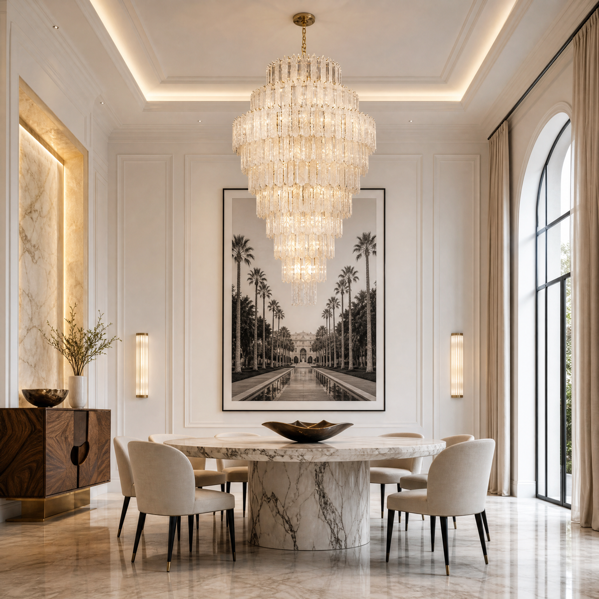 Quadro Glass Rod Crown Chandelier