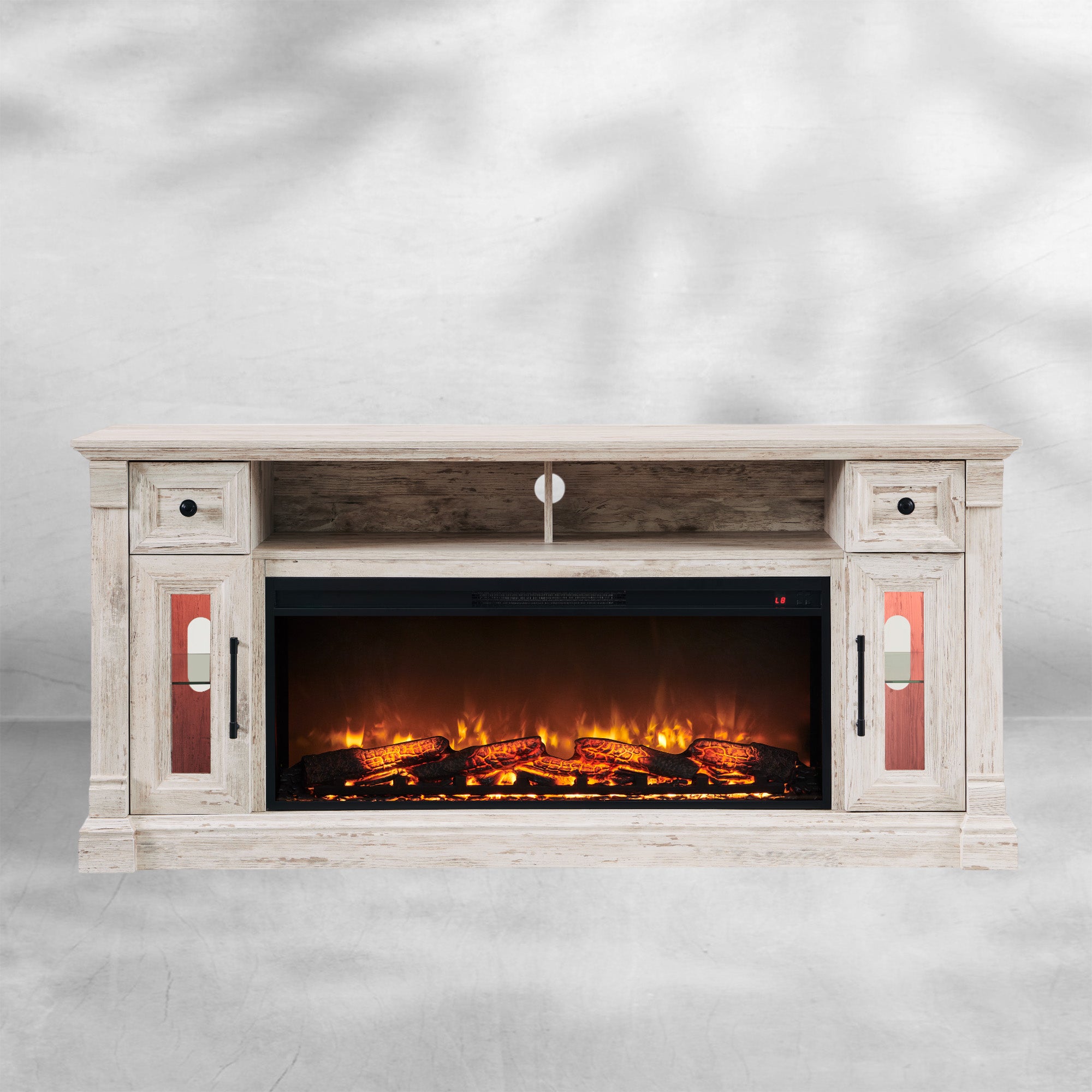 Farmhouse Fireplace TV Stand for 80 Inch TVs
