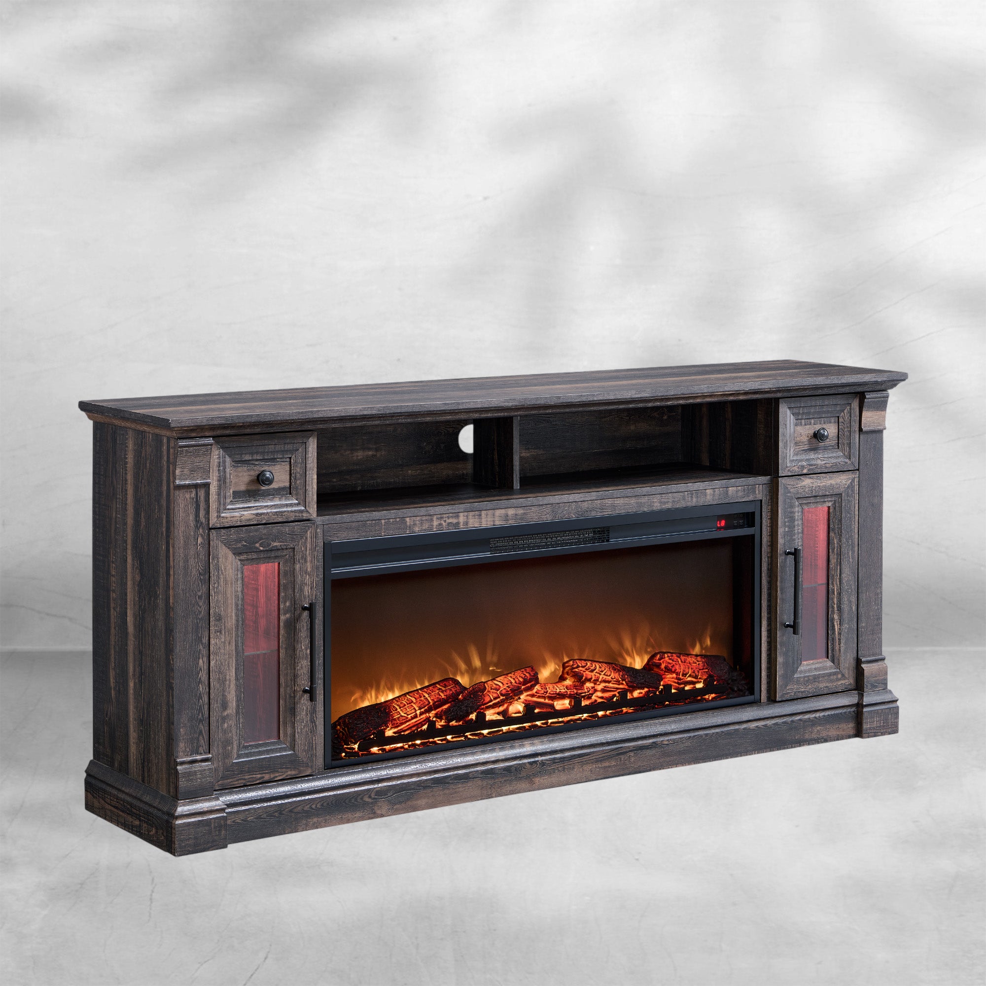 Farmhouse Fireplace TV Stand for 80 Inch TVs