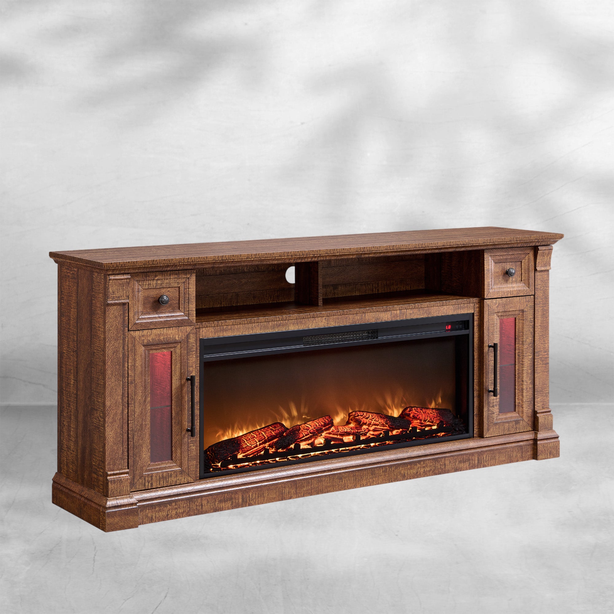 Farmhouse Fireplace TV Stand for 80 Inch TVs