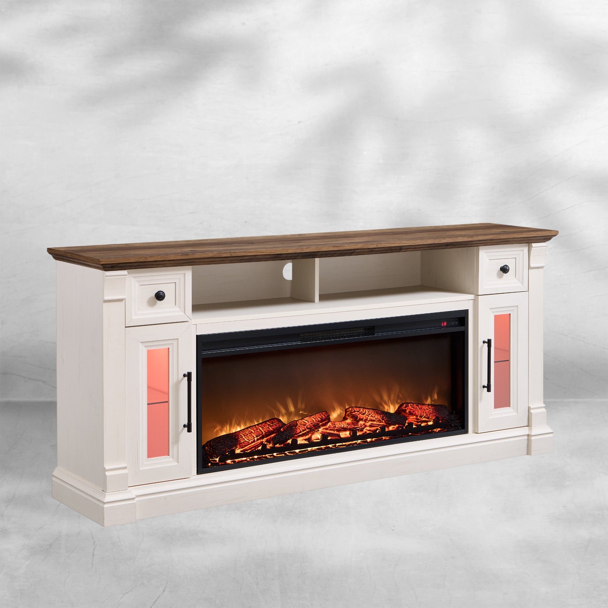 Farmhouse Fireplace TV Stand for 80 Inch TVs