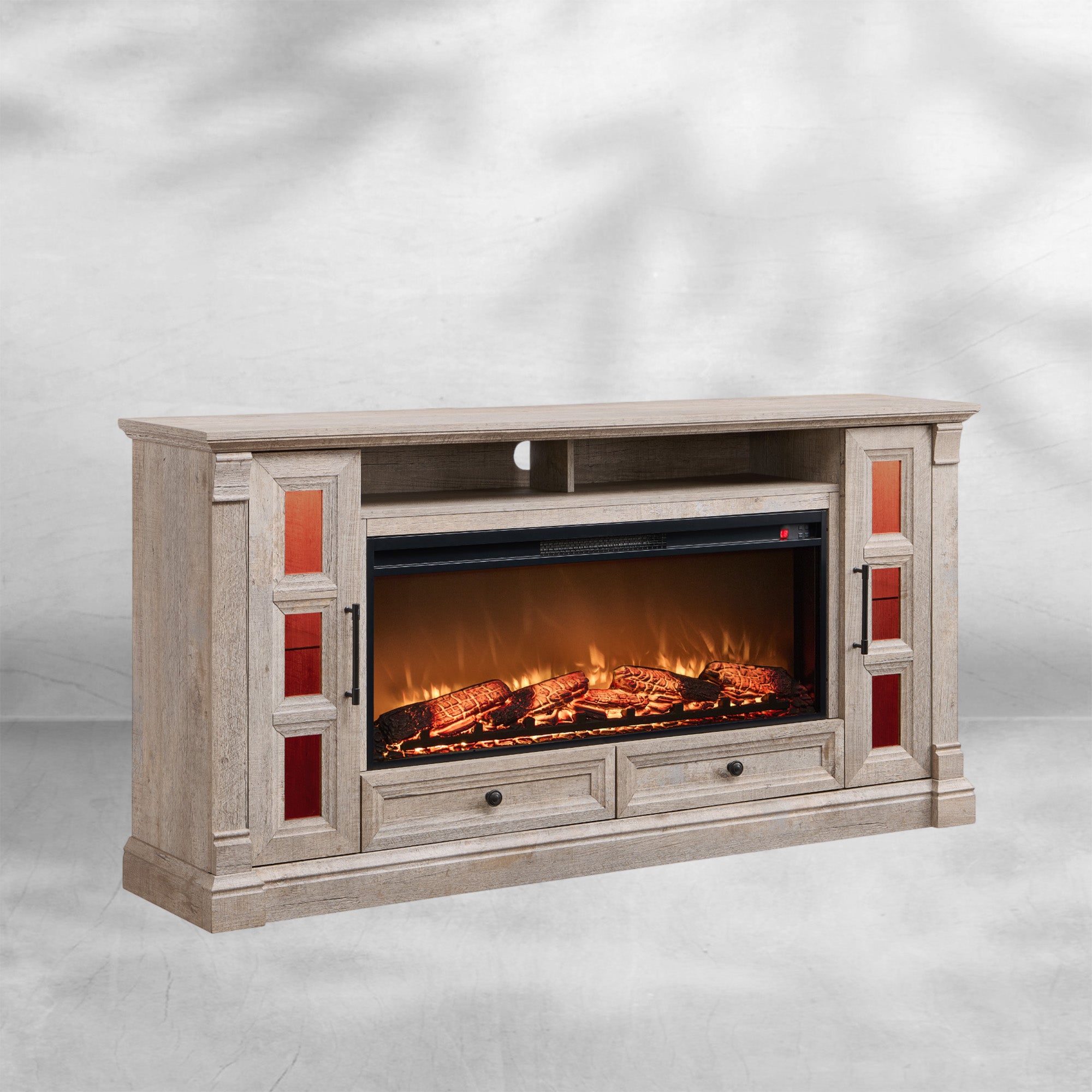 Rustic Farmhouse Fireplace TV Stand - Fits Up to 80 Inch TV
