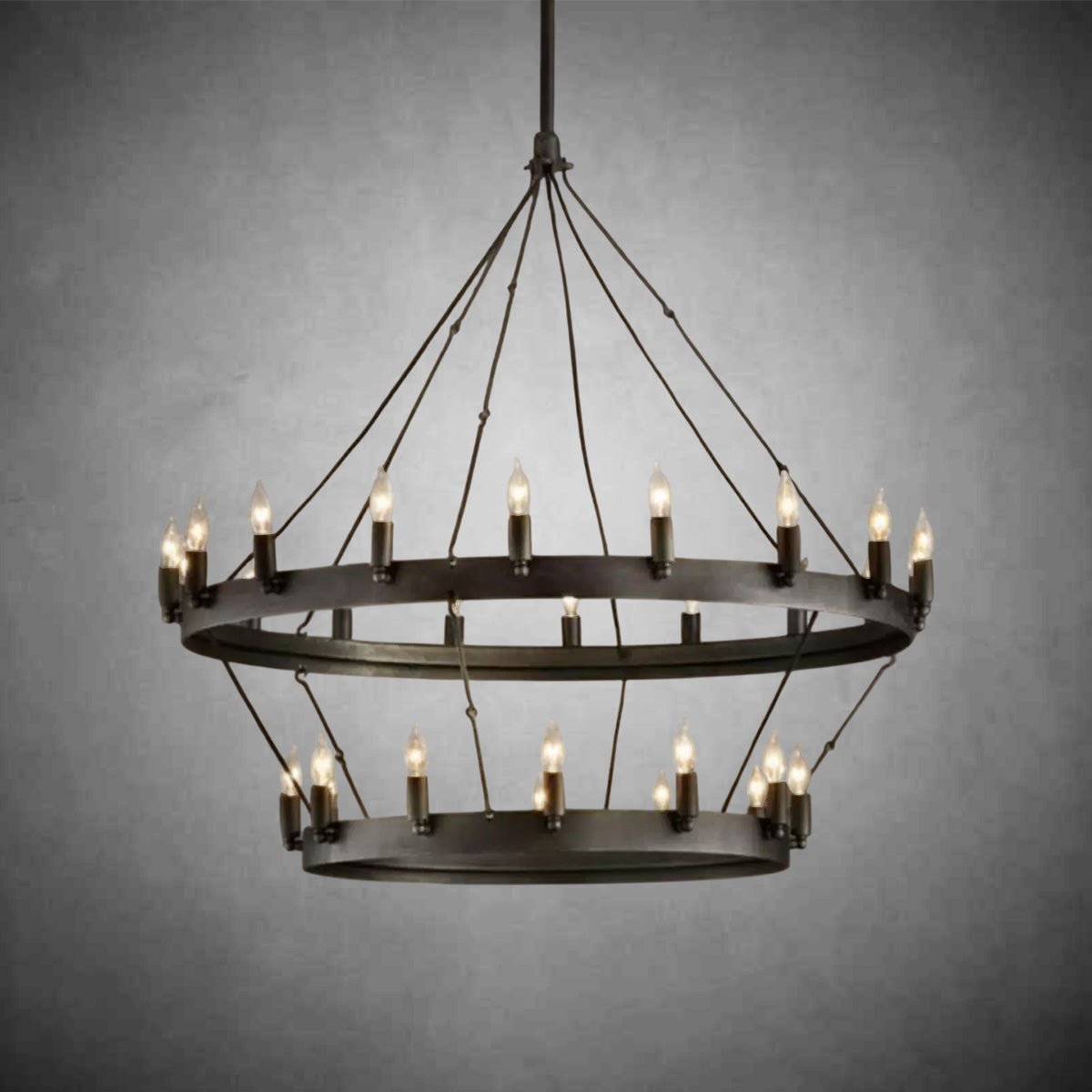 Radiant Vintage Filament Two-Tier Round Chandelier
