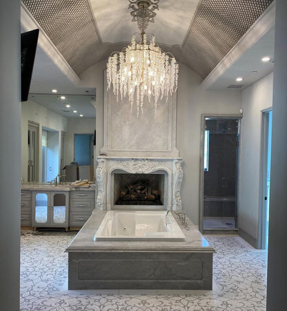Light Luxury Silver Flower Branch Chandelier with Icicle Details for Bedroom Dining Room and Hallway