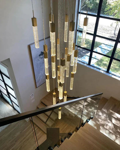 Light Luxury Glacier Bubble Crystsal Chandelier in Gold/Chrome/Black Finish for Staircase/Foyer