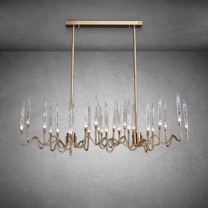 Reese Brass Glass  Chandelier