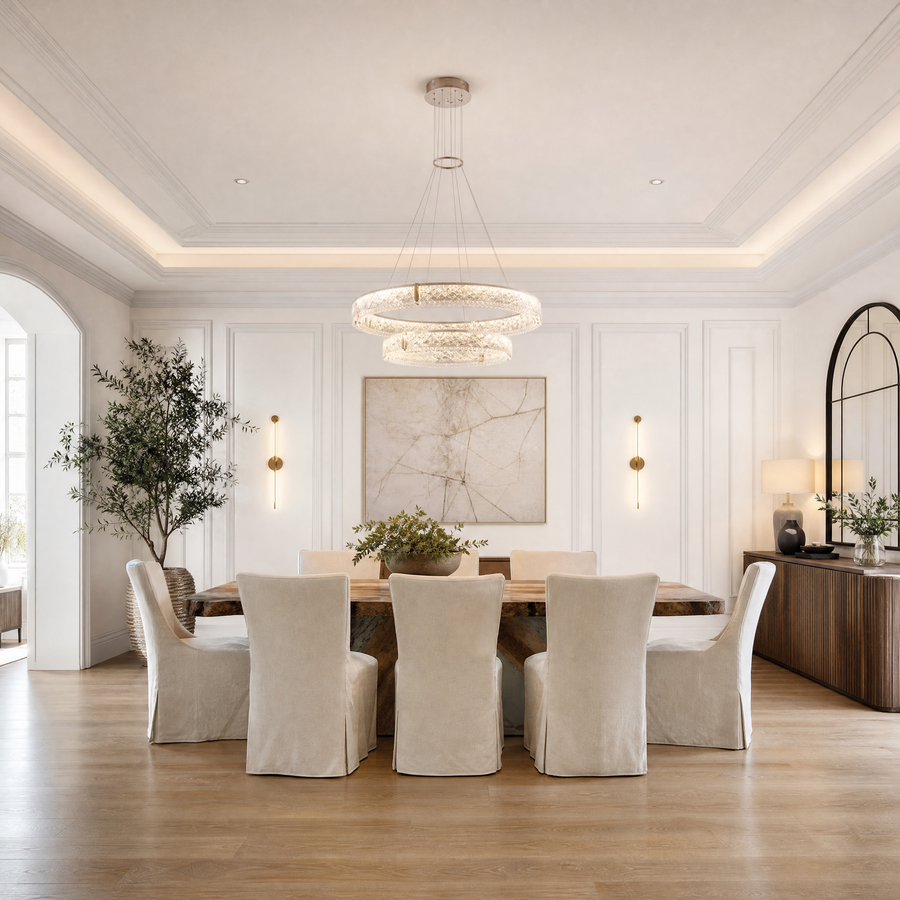 Roccia Stone Crystal Duo Chandelier