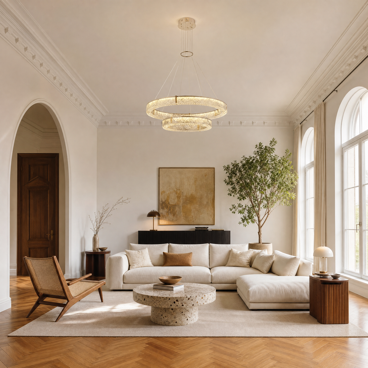 Roccia Stone Crystal Duo Chandelier