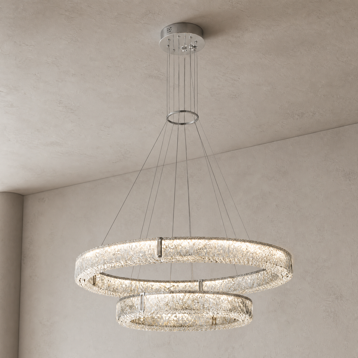 Roccia Stone Crystal Duo Chandelier