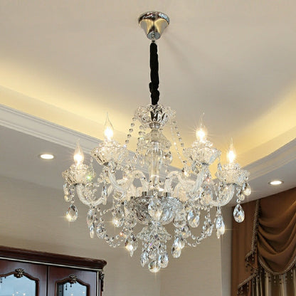 Rustic Antique European Candle Crystal Chandelier Popular Farmhouse Ceiling Light Fixture For Living Room
