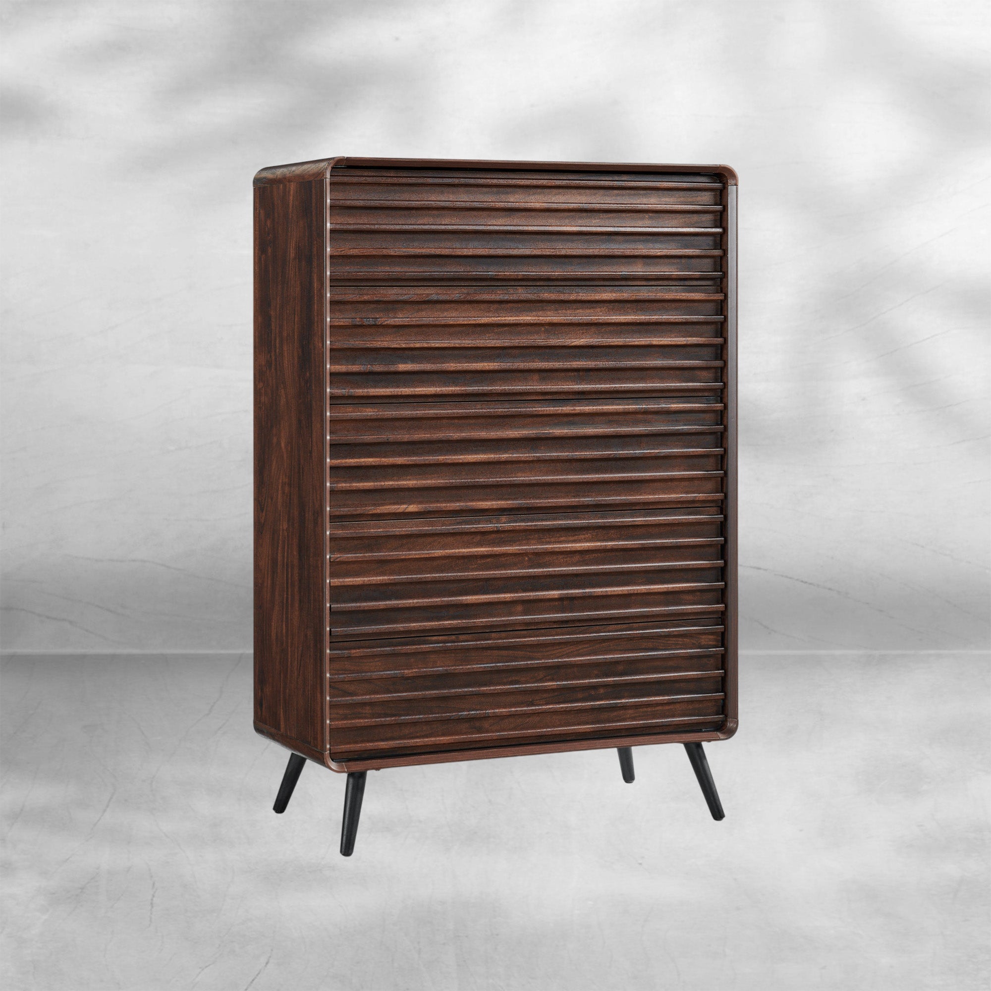 Mid Century Modern 5~6 Drawer Dresser, Dark Walnut Finish