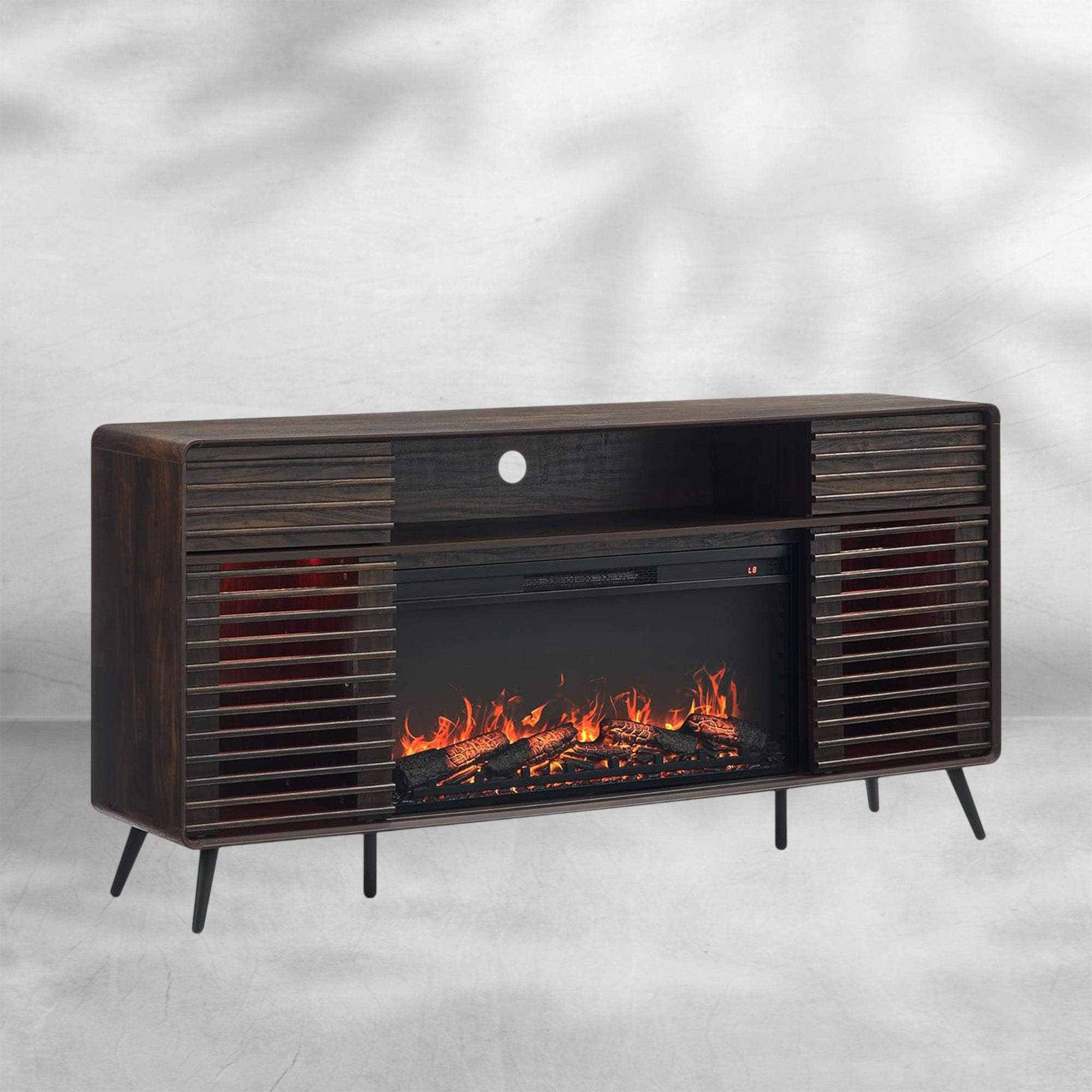 Mid Century Modern Fireplace TV Stand for 80 Inch TV