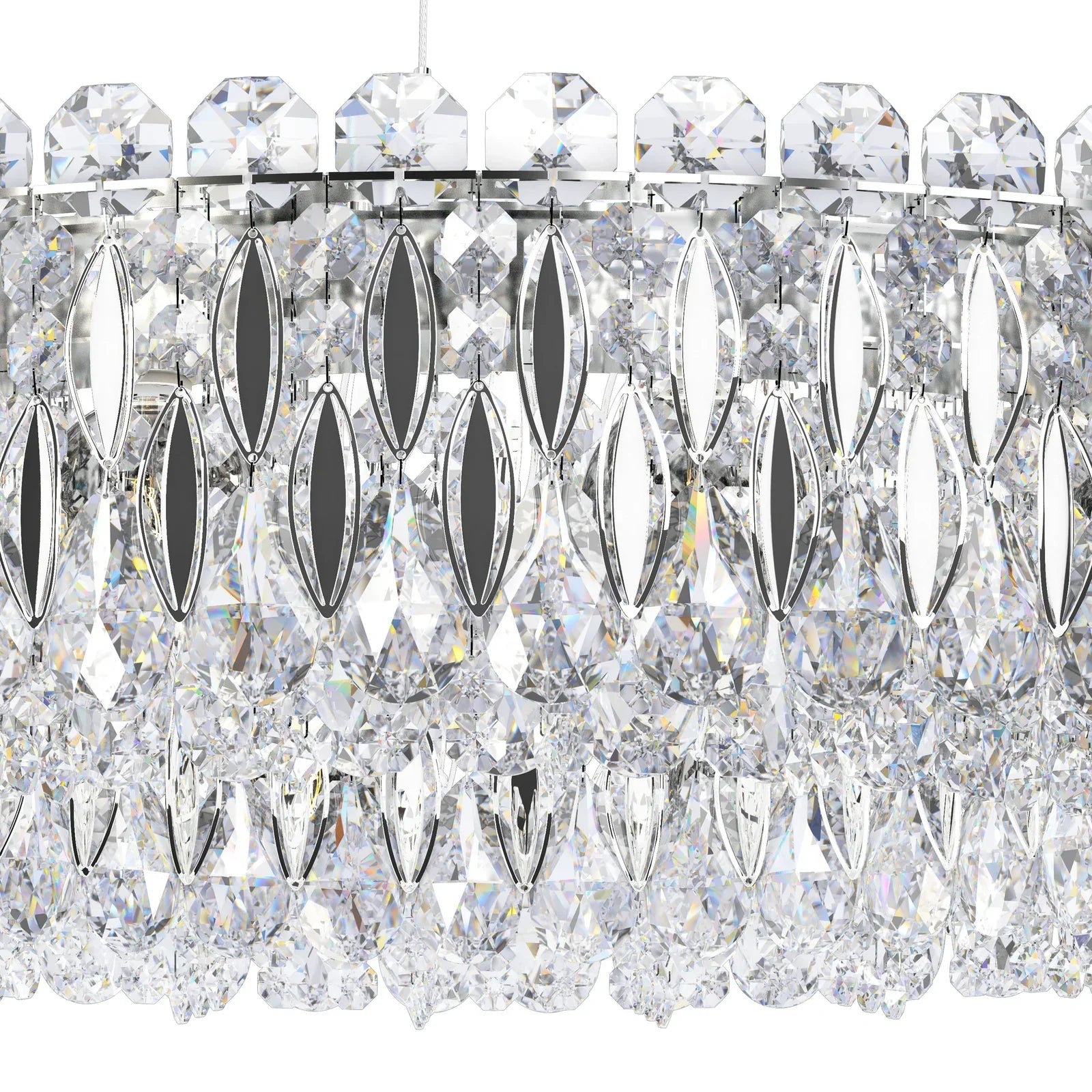 Light Luxury Crystal Beads Drum Collection Flush Mounted/Rectangle/Round Chandelier