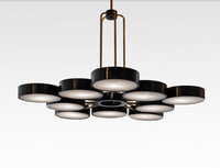 Modern 10-Light Round Alabaster Cluster Chandelier for Low-ceiling