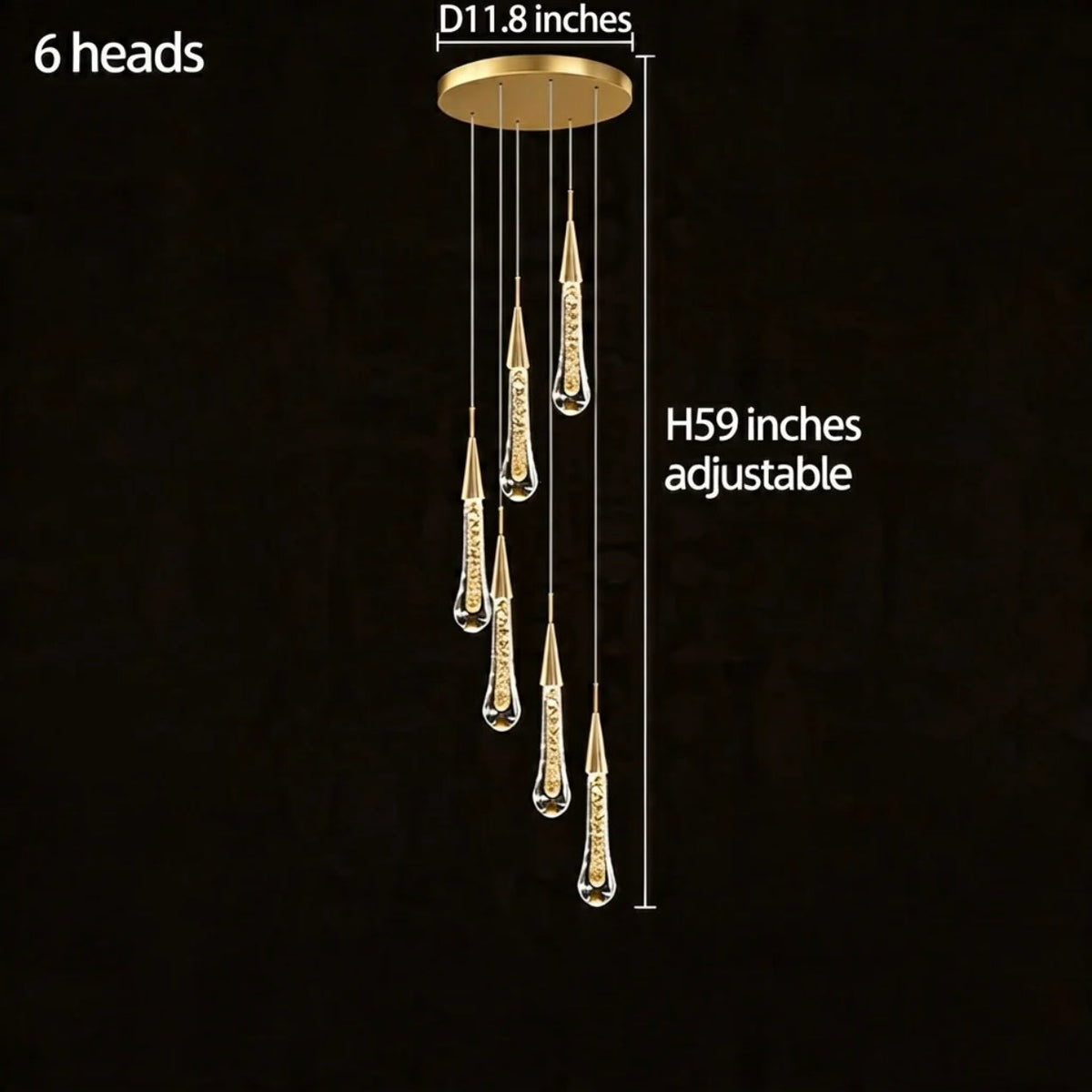 Gold Aluminum LED Linear Chandelier