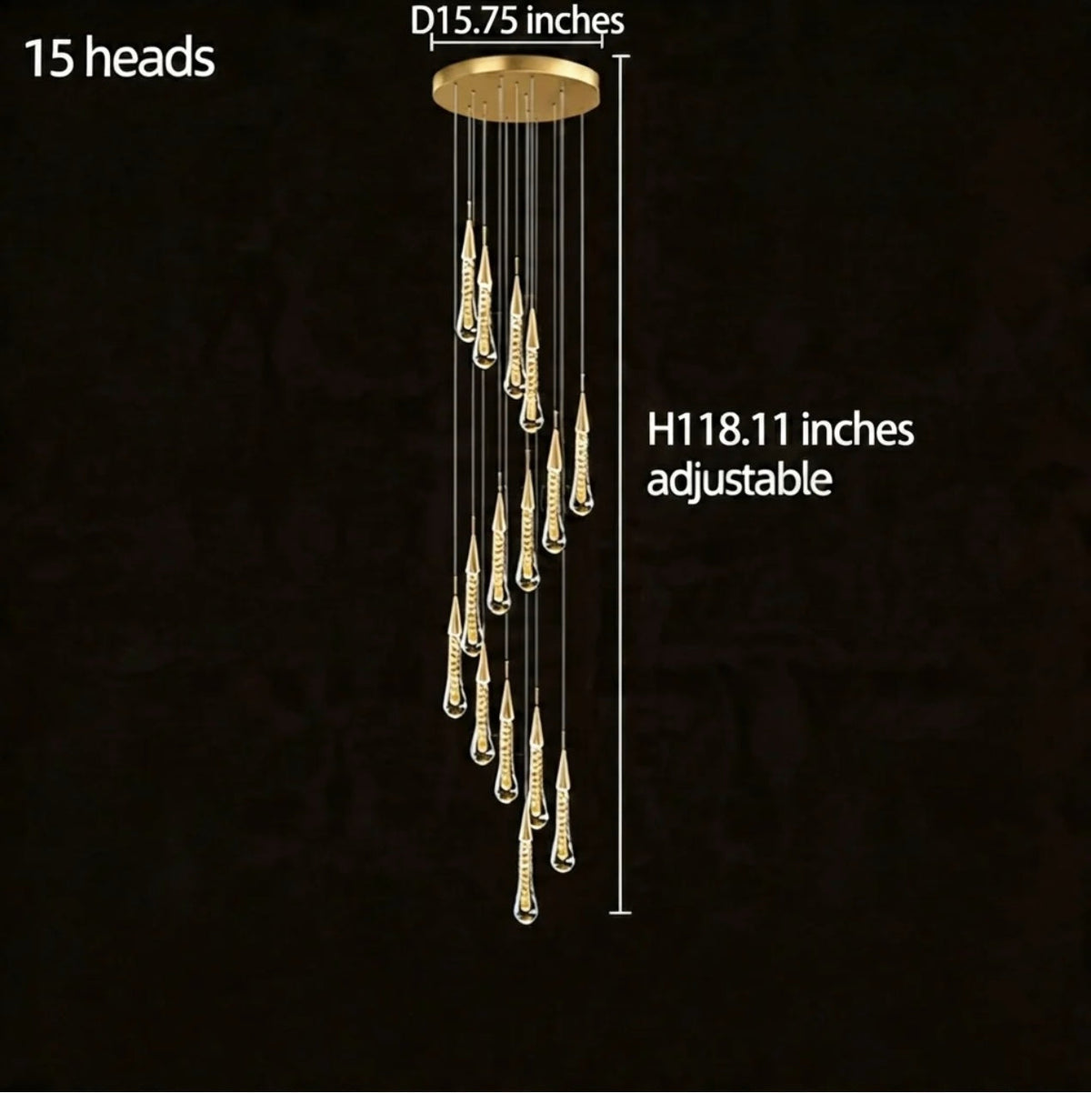 Gold Aluminum LED Linear Chandelier