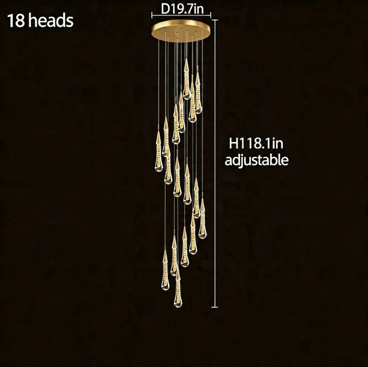 Gold Aluminum LED Linear Chandelier