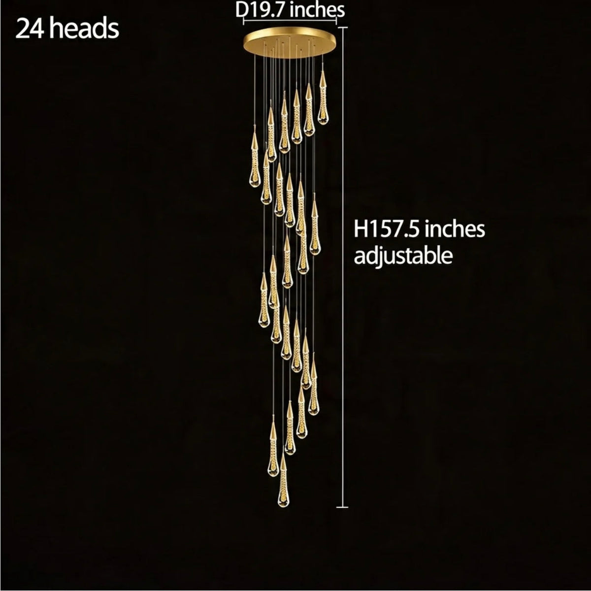 Gold Aluminum LED Linear Chandelier