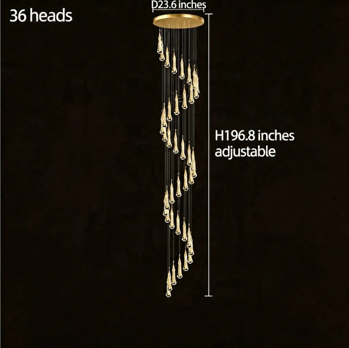 Gold Aluminum LED Linear Chandelier