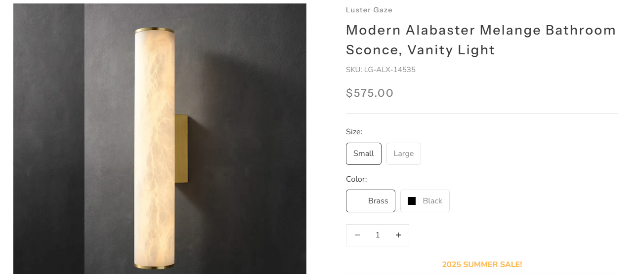 Modern Alabaster Melange Bathroom Sconce, Vanity Light