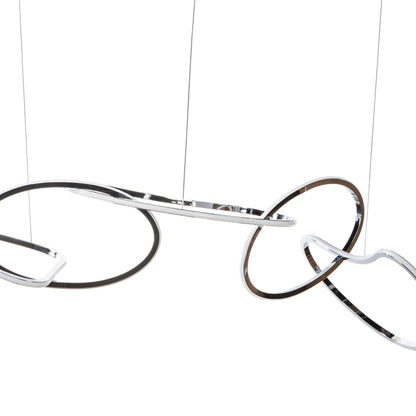 Seoul LED Hoops Rectangular Chandelier Chrome