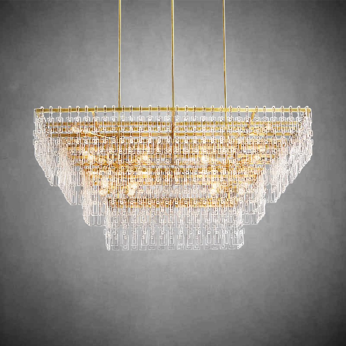 Seraphina Tiered K9 Crystal  Rectangle Chandelier