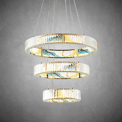Sharyn Colorful Three Tiers  Round Crystal Chandelier