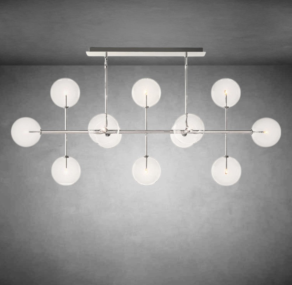 Glass Glober Modern Linear Chandelier 72"W