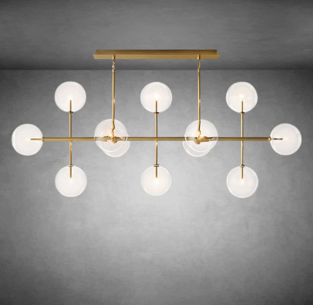 Glass Glober Modern Linear Chandelier 72"W
