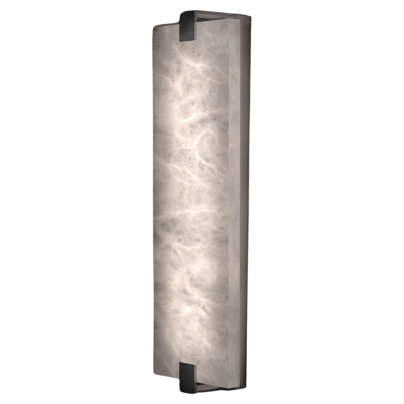 Alabaster Kairo Brass Wall Sconce with Warm White Glow