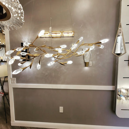 Modern Linear/Round Floral Branches Crystal Chandelier
