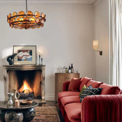 Solaris Disc Murano Chandelier 23.6" 31.5" 39.4"