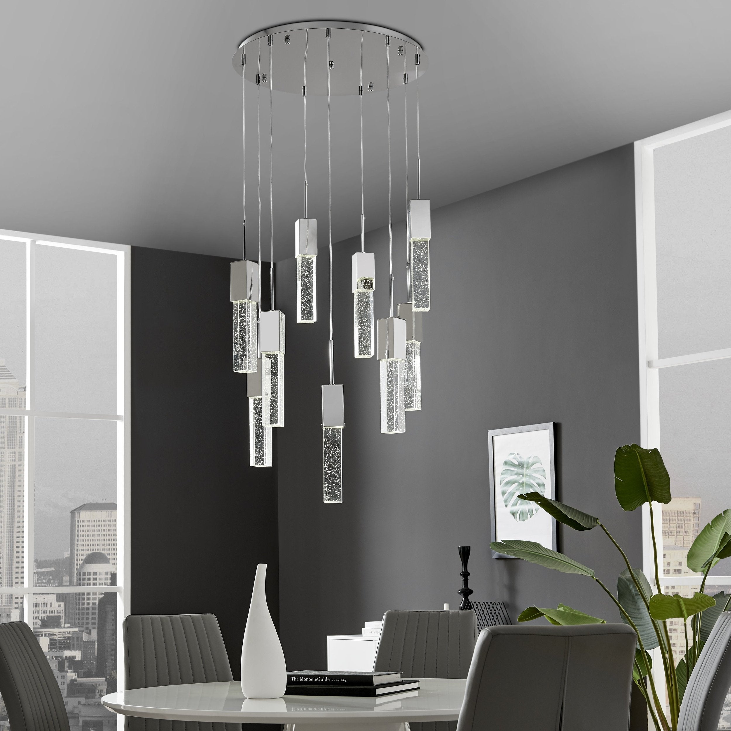 Sparkling Night Chandelier 9 Light LED Spiral